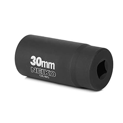 NEIKO 02522A 30mm Socket | 1/2” Drive Deep Impact Socket | Spindle & Axle Nut Socket | 12 Point |Chrome Molybdenum Cr-Mo |Deep Well Hub | Triple Square | Axle Shaft Nut Remover - size: 30 mm (Single)
