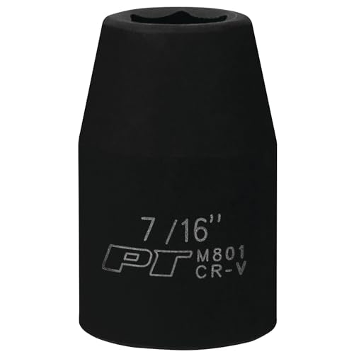 Performance Tool M801 1/2 Drive 7/16 6-Point Impact Socket for Heavy-Duty Automotive Repairs and Maintenance - size: 7/16", style: Impact