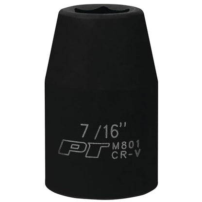 Performance Tool M801 1/2 Drive 7/16 6-Point Impact Socket for Heavy-Duty Automotive Repairs and Maintenance - size: 7/16", style: Impact