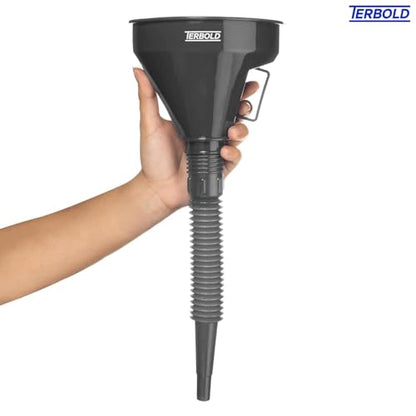 Automotive Flex Funnel with Hose | Wide Mouth Flexible Oil Funnel for Automotive Use - Gas, Transmission Fluid, Car Fuel, Oil Change (Grey) - color: Grey