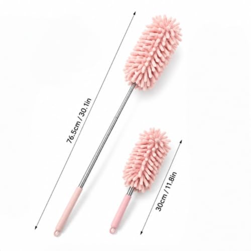 Set of 2 Microfiber Car Dusting Brushes Flexible Adjustable Mini Cleaning Tools Made of Polyester Fiber for Dashboard Vents Pink