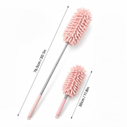 Set of 2 Microfiber Car Dusting Brushes Flexible Adjustable Mini Cleaning Tools Made of Polyester Fiber for Dashboard Vents Pink