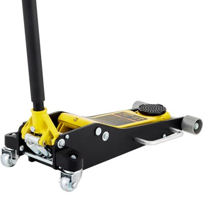 3 Ton Low Profile Aluminum Steel Racing Floor Jack Dual Pump Portable | Heavy-duty 3 ton/6600 lbs capacity, lightweight aluminum & steel build, low profile design with dual pump, 360° rotatabl