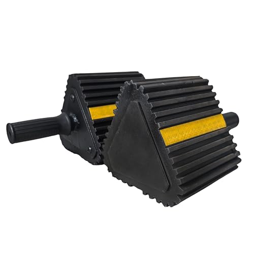 Goshen Sun- Heavy Duty Rubber Wheel Chocks with Reflective Strips,2-Piece (6.3x6x6 Inch)/Wheel Wedge/Tire Stop Block/Curb Parking Stopper/Parking Aid,All-Weather, Non-Slip (007-GRIP)