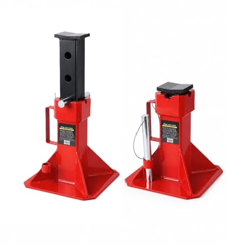2 Pack 22 Ton Heavy Duty Jack Stands, Pin Type Jack Stands for Trucks, RVs & SUVs, Quick-Release Locking, 13.7"-19.7" Adjustable Height, Professional Garage & Shop Use, Red - color: Red