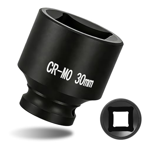1/2" Drive 30mm Impact Socket Metric Standard Impact Socket Blackening Finish 4 Point Square Socket made with Chrome Molybdenum Alloy Steel for Auto Repair Mechanical Maintenance Removal of Axle Nut - size: 30mm - 4pt, style: 1/2" Drive Standard Socket