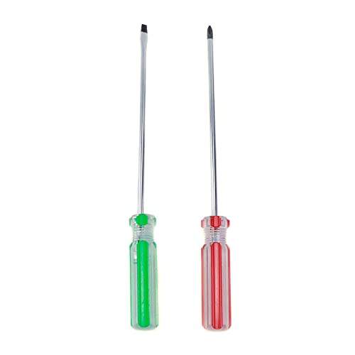 MY MIRONEY 2 Pieces Long Screwdriver Set, 0.12" x 4" | Magnetic Tip Screwdriver Flat Head Screwdriver and Phillips Screwdriver with Non-slip Handle
