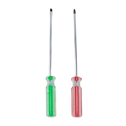 MY MIRONEY 2 Pieces Long Screwdriver Set, 0.12" x 4" | Magnetic Tip Screwdriver Flat Head Screwdriver and Phillips Screwdriver with Non-slip Handle