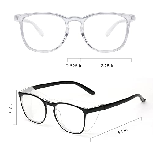 JOO'RTI Anti-Fog Safety Goggles Anti-Blue Light Saftey Glasses Anti-Dust Protective Eyewear for Women and Men - color: 2packs(black & Trans)