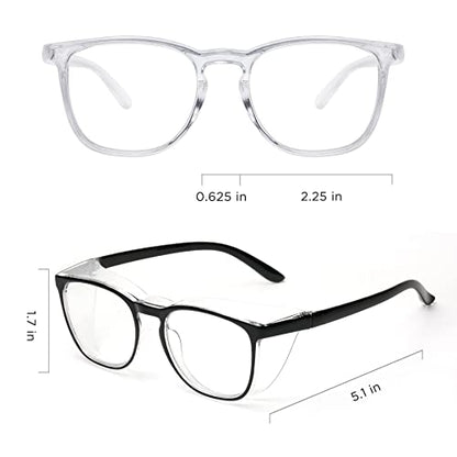 JOO'RTI Anti-Fog Safety Goggles Anti-Blue Light Saftey Glasses Anti-Dust Protective Eyewear for Women and Men - color: 2packs(black & Trans)