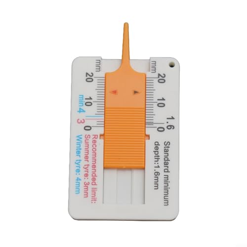 Plastic Tire Tread Depth Gauge 0-20mm, Pocket Size Vernier Caliper Ruler for Car Truck Summer Winter Tyre Wear Check, Lightweight Tool