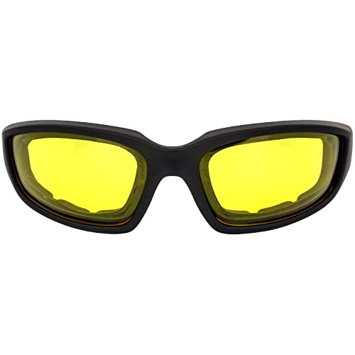 Global Vision Kickback Motorcycle Glasses - color: Black Frame/Yellow Lens