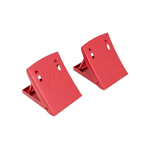 Husky Towing 38512 Foldable Wheel Chock Set Heavy‑Gauge Steel with Storage Case, Husky Red, Set of 2