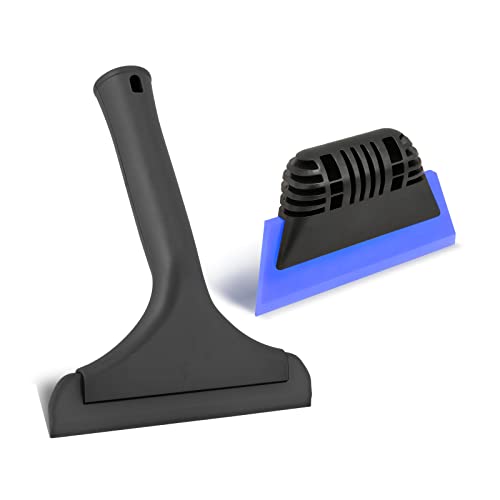 EHDIS Window Tint Tool All-Purpose 6'' Silicone Cleaning Squeegee 5-inch Handy Small Rubber Window Squeegee Auto Water Blade for Car Windshield, Window, Mirror, Glass Door,Shower (Black and Blue) - color: Black and Blue
