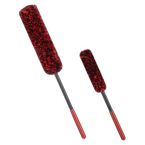 GANAZONO Wheel Brush Cleaner Set 2pcs Removable Tire Brush for Car Detailing Long Handle Wheel Cleaner for Auto and RV Washing for Brake Dust Road Grime Removal