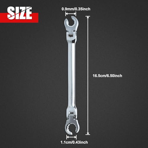 Flex Head Flare Nut Wrench Set 9 * 11mm Metric Double Flexible Line Wrench 40Cr for Automotive and Plumbing Repairs - style: 9*11mm
