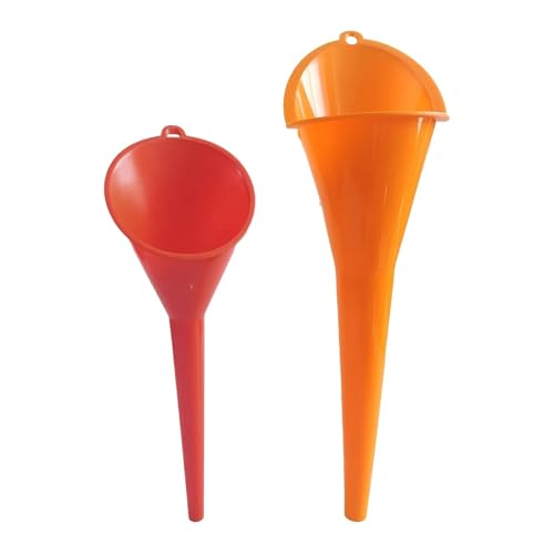 2 PCS Long Neck Oil Funnel, Portable Anti-Spill Plastic Wide Mouth Funnel, Multi-use for Fuel Coolant Engine Oil Adding, Universal for Most Cars Suvs Trucks(Red)