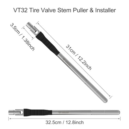SUNSOUL Metal Valve Stem Puller, 12.5 Inch Tire Valve Stem Removal Tool | Rim Protection Design, Heavy Steel Construction, 2-in-1 Install & Removal Tool, Knurled Non-Slip Grip, Valve Stem Tool