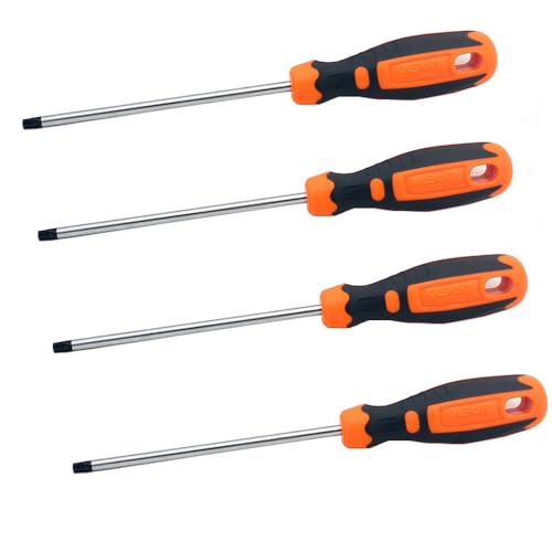 4-Piece T15 T20 T25 T30 Torx Screwdriver Set, 150 mm Magnetic Torx Driver Star Bit Screwdriver for Computer Repair, Automotive Tools and Home Appliances