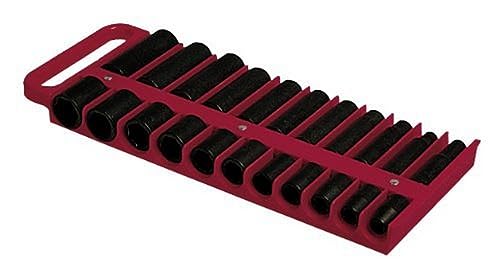 Lisle 40900 Large Magnetic 1/2” Socket Tray Red - size: 1/2 Inch, style: Red 1/2" Magnetic Socket Holder