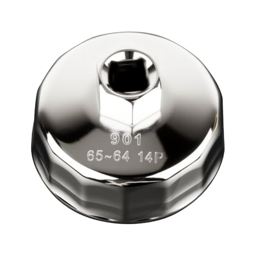 64-65mm Oil Filter Wrench, 14 Flute Wrench & 1/2Inch Square Drive Flute Oil Filter Removal Tool, Compatible with 57356, 15400-PLM-A02 Oil Filter - size: 64-65mm 14 Flute
