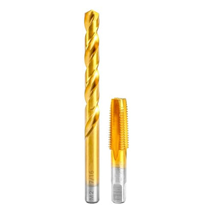 1/4-18 NPT Pipe Tap and 7/16" Drill Set,M2 HSS Hand Threading Plumbing Tap | Plumbers Mechanics DIY Thread Cutting Tools - size: 1/4-18 NPT Tap - 7/16" Drill