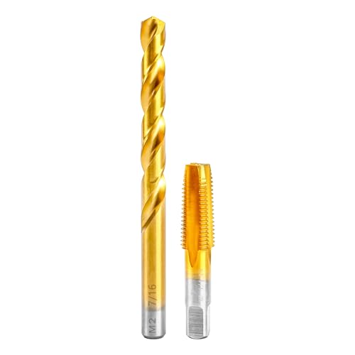 1/4-18 NPT Pipe Tap and 7/16" Drill Set,M2 HSS Hand Threading Plumbing Tap | Plumbers Mechanics DIY Thread Cutting Tools - size: 1/4-18 NPT Tap - 7/16" Drill