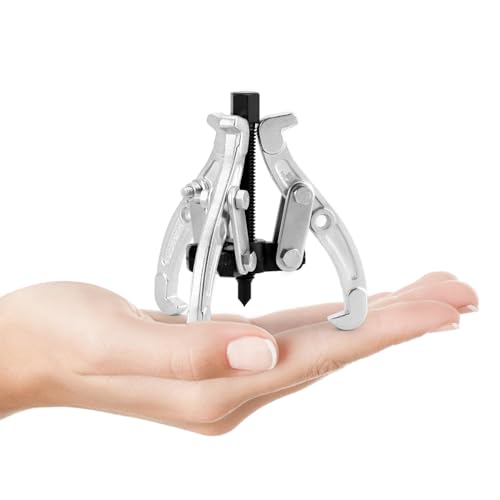 QWORK 3 Inch 3-Jaw Gear Puller, Drop-Forged Cr-V Steel, Heat-Treated, Reversible Jaws, 3-Ton Capacity