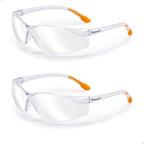 ProtectX Safety Glasses for Men & Women, Safety Sunglasses with Anti-Fog Scratch Resistant Lenses, Non-Slip Grips, ANSI Z87.1 - color: Olympus Indoor/Outdoor 2 Pk