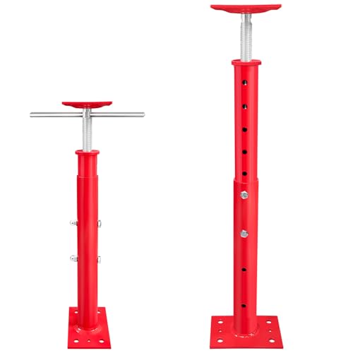 2 Pack Adjustable House Floor Jacks, 19"-38" Height Range Jack Post for Leveling, 2-3 Ton Lod Capacity Heavy-Duty Basement Support Screw Jack for House Foundation, Stairs, Porches, Roof Beams, Red - size: 19"-38" (2Pack)