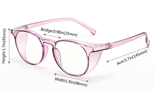 2 Pairs Anti Fog Safety Goggles Protective Glasses Blue Light Blocking Eyeglasses for Men Women - color: Round Purple+tortoise