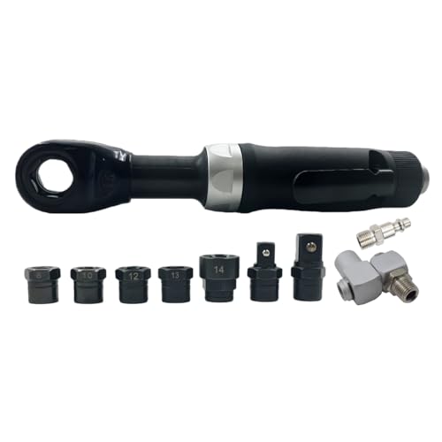 Air Ratchet Wrench Thru-Hole Tight Spaces Autobody Repair Remove Bolts | Remove Install Bolts Fasteners ,Ratchet Socket Set (8mm/10mm/12mm/13mm/14mm) ,with 3/8" 1/4" Square Adapter - style: wrench with 3/8" 1/2" square adapter