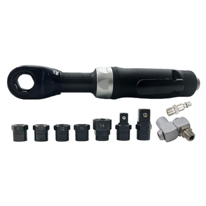 Air Ratchet Wrench Thru-Hole Tight Spaces Autobody Repair Remove Bolts | Remove Install Bolts Fasteners ,Ratchet Socket Set (8mm/10mm/12mm/13mm/14mm) ,with 3/8" 1/4" Square Adapter - style: wrench with 3/8" 1/2" square adapter