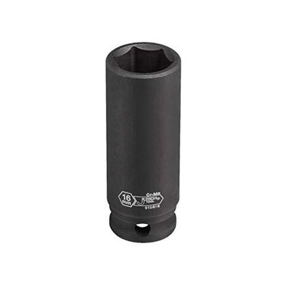 Jetech 3/8-Inch Drive 16mm Deep Impact Socket with 6-Point Design, Heat-Treated Chrome Molybdenum Alloy Steel, Metric - size: 16mm