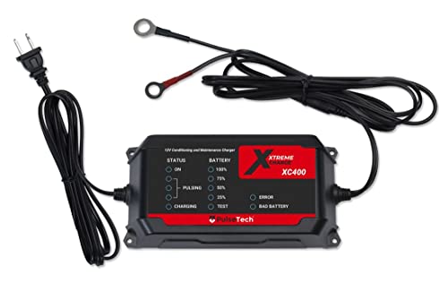 PulseTech XC400 Xtreme Charge 4 AMP Smart Battery Charger Maintainer, Trickle Charger | Test, Charge, Condition and Maintain All Types of 12V Lead-Acid Batteries