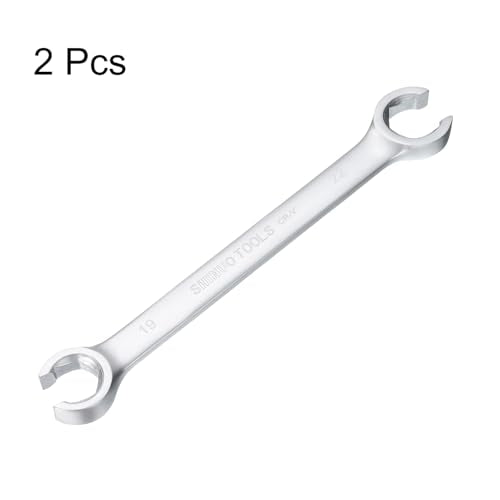 HARFINGTON 2pcs Flare Nut Wrench 19mm x 22mm High Carbon Steel Nickel Plating Wrench for DIY Hand-making Automotive Repairs and Household Maintenance - size: 19mm x 22mm
