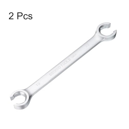 HARFINGTON 2pcs Flare Nut Wrench 19mm x 22mm High Carbon Steel Nickel Plating Wrench for DIY Hand-making Automotive Repairs and Household Maintenance - size: 19mm x 22mm