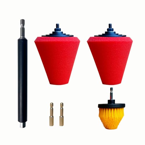 Drill Bit Cone Polisher, Metal Polishing Tool, Car Wheel Polishing Sponge, Polishing Pad, Polishing Ball, with Hand-Held Extension Bracket, Suitable for Hand Drill（with Screw Nut）