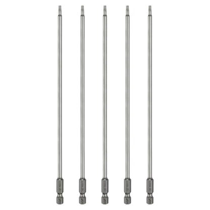 HARFINGTON 5pcs T10 Torx Head Screwdriver Bit 1/4" Hex Shank 8" (200mm) Long Magnetic No Hole Tip Tamper Proof 6 Point Star Screw Driver Drill Bits S2 Steel Industrial Power Screwdrivers - size: T10 x 8"(200mm)