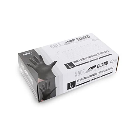 Safeguard, Nitrile Disposable Gloves, Powder Free, Industrial Grade Gloves, Latex Free, Dispenser Pack, Extra Large Size,Black, 100 Pc - color: Black, size: X-Large (Pack of 100)