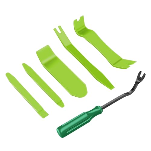 GOOACC 6PCS Auto Trim Removal Tool Kit No-Scratch | Removal Tool Kit for Car Audio Dash Panel Window Molding Fastener Remover Tool Kit-Green - color: Green, size: 6PCS Trim Removal