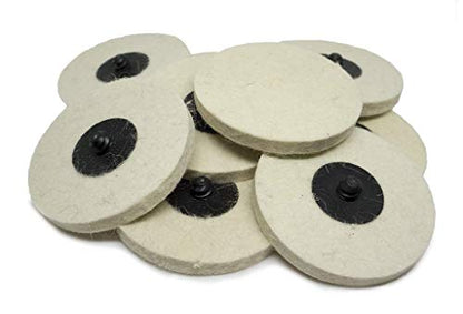 Benchmark Abrasives 3" Polishing & Buffing Felt Quick Change Wool Sanding Discs with a Male R-Type Backing Surface Finish Buffing Polish Burr Rust Paint Removal Use with Die Grinder (10 Pack)