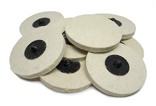 Benchmark Abrasives 3" Polishing & Buffing Felt Quick Change Wool Sanding Discs with a Male R-Type Backing Surface Finish Buffing Polish Burr Rust Paint Removal Use with Die Grinder (10 Pack)