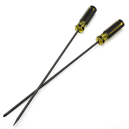 2Pcs 39cm / 15.4 Inches Long Screwdriver Set | Phillips Screwdriver, Slotted Screwdriver, Flat Head, Magnetic Tip Cross Head
