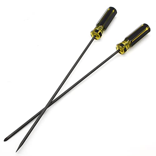 2Pcs 39cm / 15.4 Inches Long Screwdriver Set | Phillips Screwdriver, Slotted Screwdriver, Flat Head, Magnetic Tip Cross Head