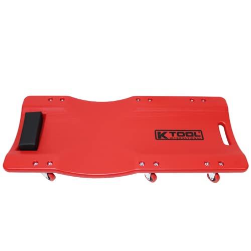 K Tool International 74936 Plastic Creeper, HDPE Body with Padded Headrest, Low Profile Design, Six 2 Inch Swivel Casters, 300 lb Capacity, Lightweight and Durable Creeper for Garage and Shop Service