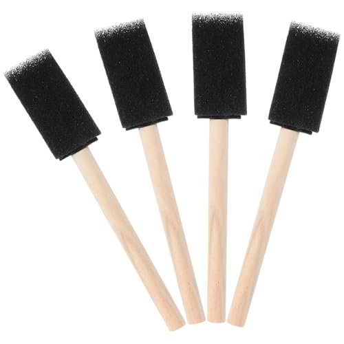 Happyyami 4pcs Car Vent Cleaning Brush Set with Soft Sponge Heads and Wooden Handles, Automotive Interior Detailing Tools for Air Outlet and Dashboard Cleaning