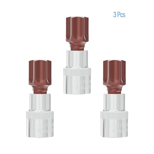 3PCS 3/8" Drive T60 Torx Bit Socket, S2 Steel Bits, Heat Treated CR-V Steel Star Sockets 1.9" Length - size: T60