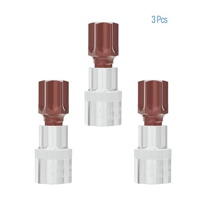 3PCS 3/8" Drive T60 Torx Bit Socket, S2 Steel Bits, Heat Treated CR-V Steel Star Sockets 1.9" Length - size: T60