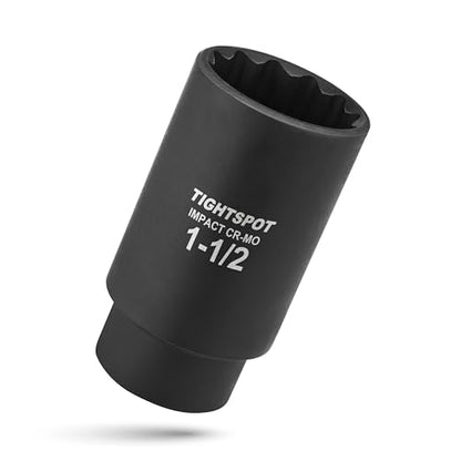 TIGHTSPOT 1/2" Dr 1 1/2 Inch Deep Socket, Anti-Round 12-Pt, CRMO Steel - size: 1/2” Drive 1 1/2” Deep Impact Socket - 12pt, style: 1/2" Drive Deep Socket